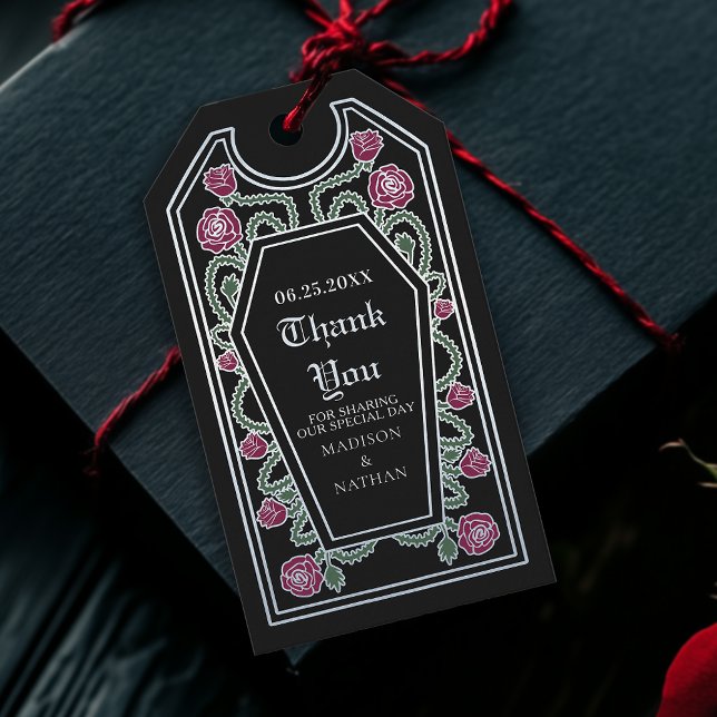 Étiquettes-cadeau Merci de Mariage de Rose de café gothique en argen (Créateur téléchargé)