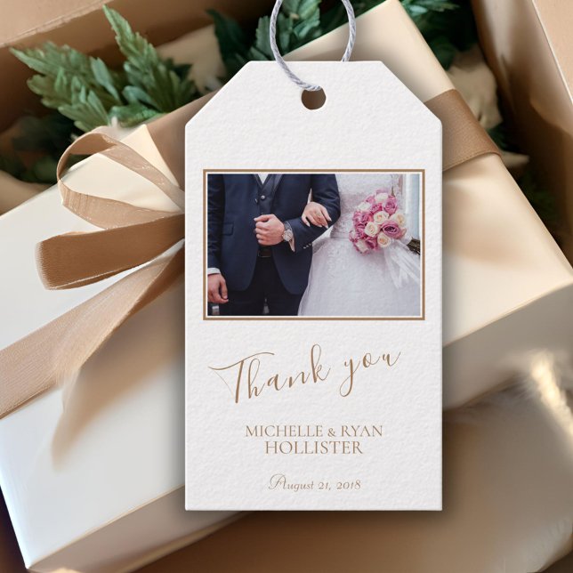 Étiquettes-cadeau Merci de mariage élégant personnalisable photo (Créateur téléchargé)
