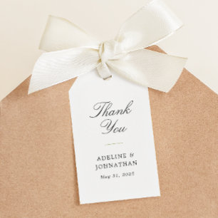 Étiquettes-cadeau Merci de mariage élégant vert et blanc
