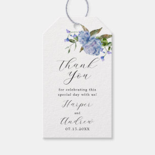 Étiquettes-cadeau Merci de Mariage Floral bleu