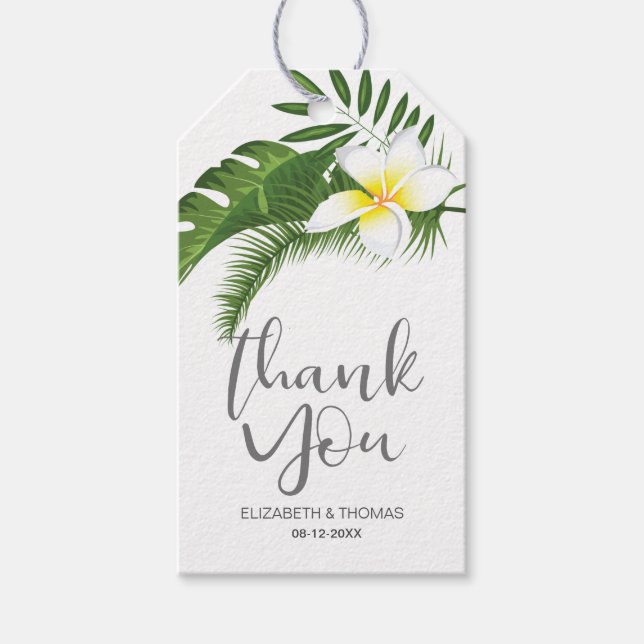 Étiquettes-cadeau Merci de Mariage floral tropical ID475 (Devant)