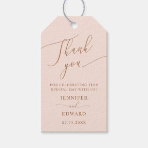 Étiquettes-cadeau Merci de Mariage minimal rose pâle