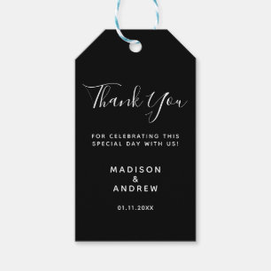 Étiquettes-cadeau Merci de Mariage minimaliste blanc et noir