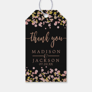 Étiquettes-cadeau Merci de Mariage or Rose de l'étincelle Confetti