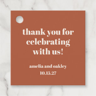 Étiquettes Cadeau Merci de mariage personnalisé Gras Rust Fall Retro
