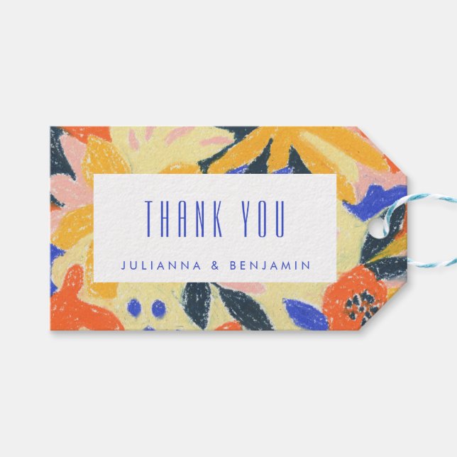 Étiquettes-cadeau Merci de mariage personnalisé Mariage bleu Abstrai (Devant (Horizontal))