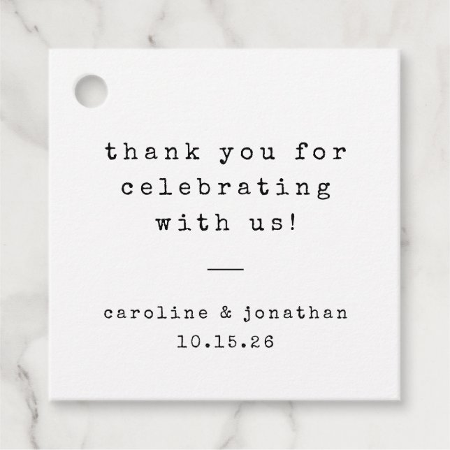 Étiquettes Cadeau Merci de mariage personnalisé Retro White (Devant)