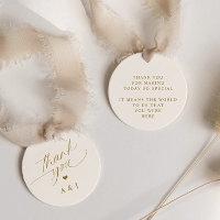 Merci de Mariage romantique Gold et Ivory Cream