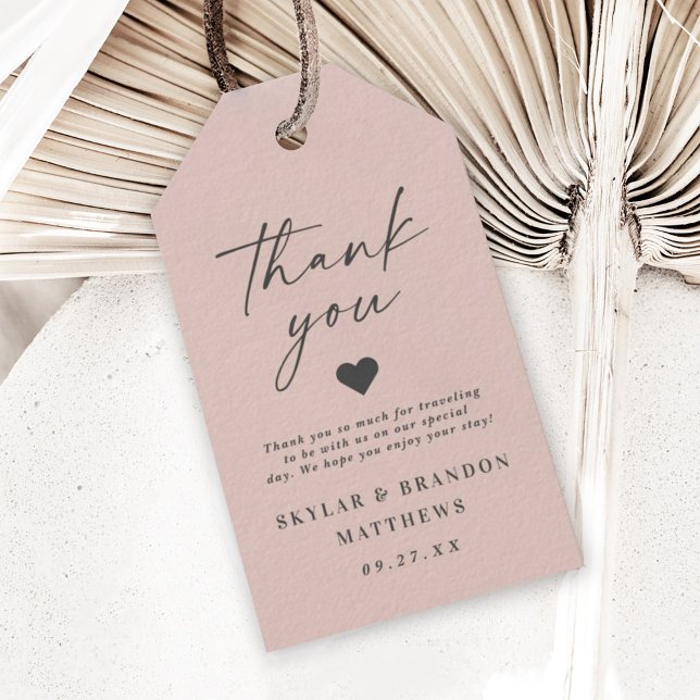 Étiquettes-cadeau Merci de Mariage rose pâle clair simple (Créateur téléchargé)