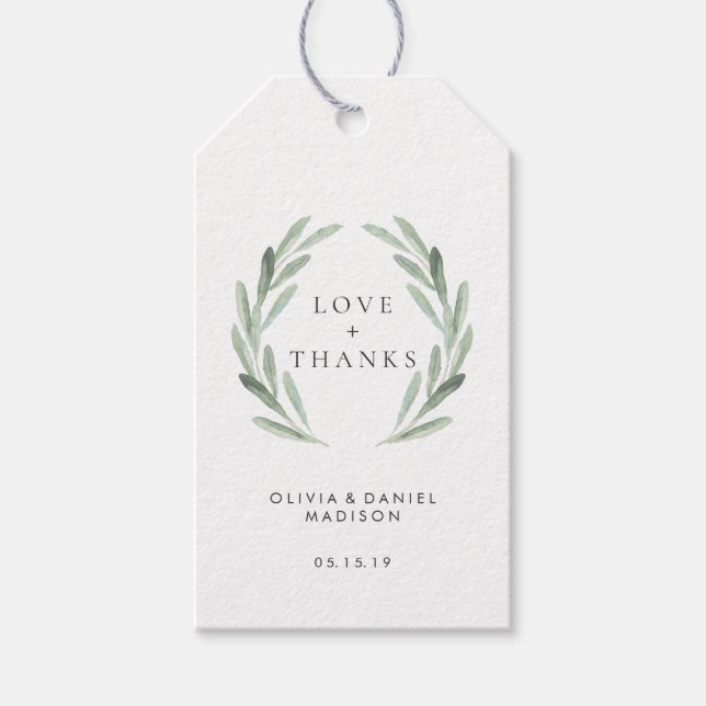 Étiquettes-cadeau Merci de mariage rustique et verdoyant (Devant)