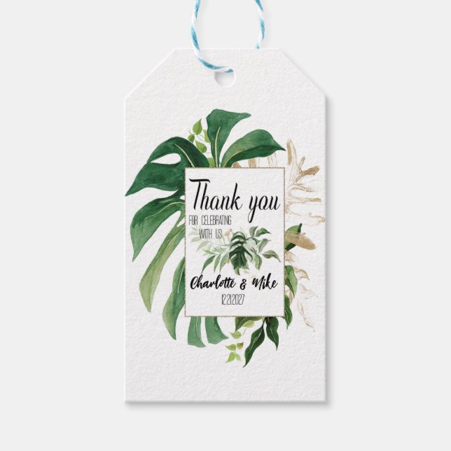 Étiquettes-cadeau Merci de Mariage Tropical Personnalisé Favor (Devant)