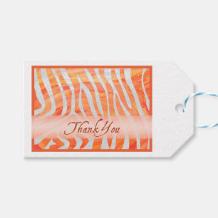 Étiquettes-cadeau Merci de modèle Zèbre orange et blanc