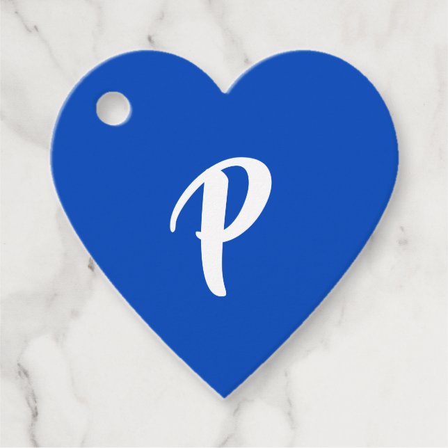 Étiquettes Cadeau Merci de monogramme Décontracté bleu (Devant)