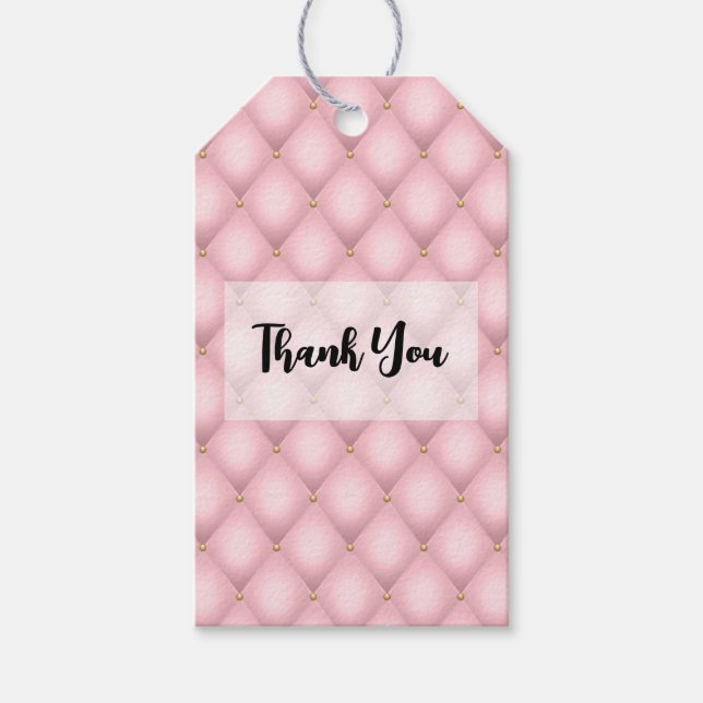 Étiquettes-cadeau Merci de Motif de luxe rose Tufted Diamond (Devant)