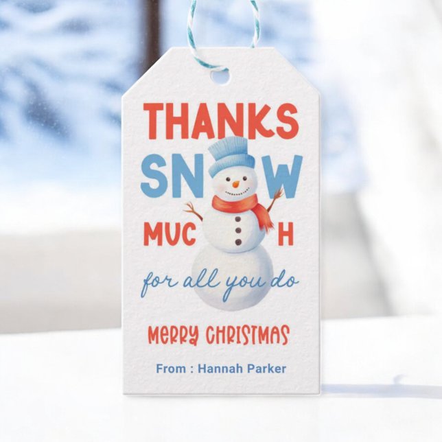 Étiquettes-cadeau Merci de neige beaucoup (Créateur téléchargé)