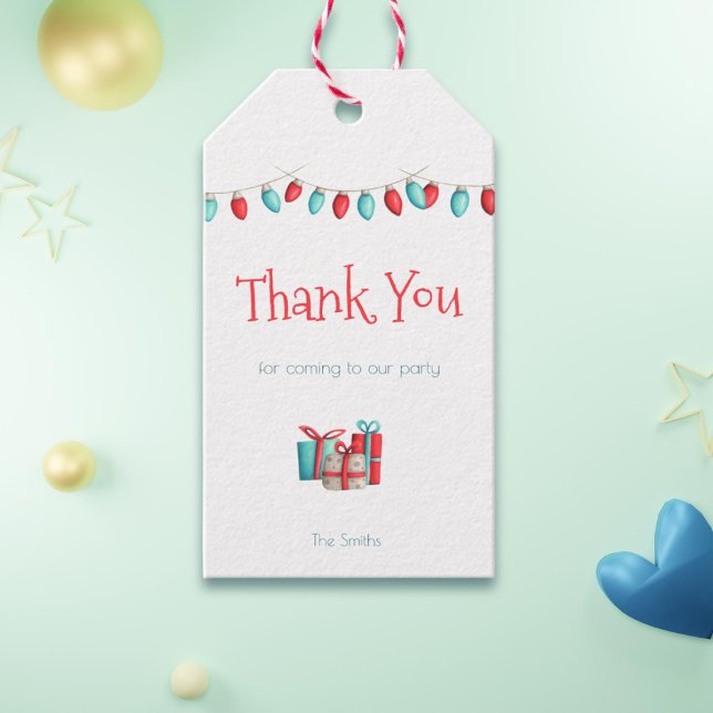 Étiquettes-cadeau Merci de Noël en turquoise et rouge (Créateur téléchargé)