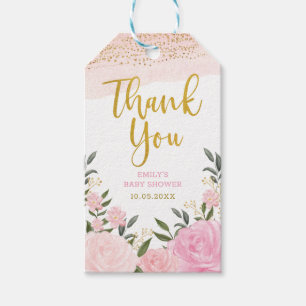 Étiquettes-cadeau Merci de Parties scintillant or Roses Roses Roses