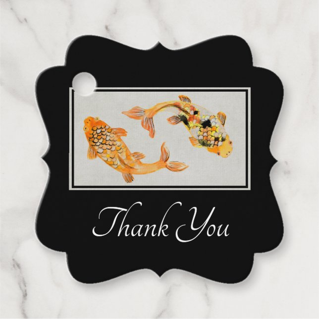 Étiquettes Cadeau Merci de poisson Gold Koi élégant (Devant)