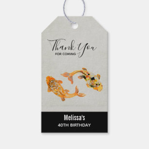 Étiquettes-cadeau Merci de poisson Gold Koi élégant