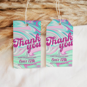 Étiquettes-cadeau Merci de roses et verts rétro