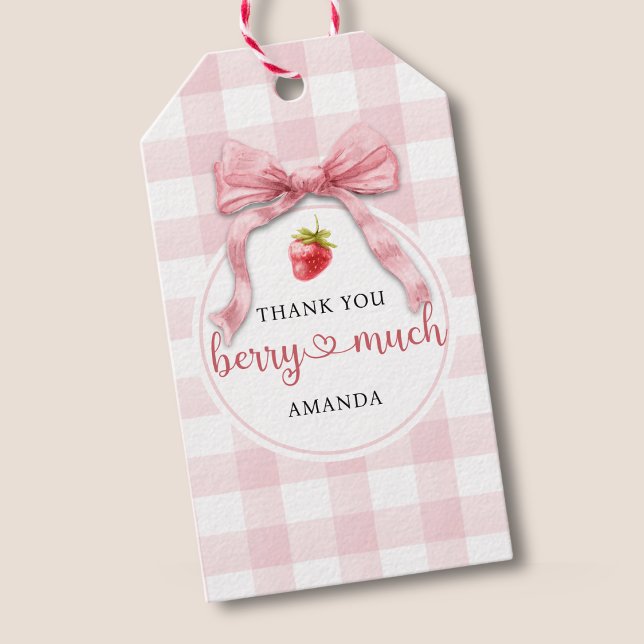 Étiquettes-cadeau Merci de ruban de fraise Berry Beaucoup d'étiquett (Créateur téléchargé)