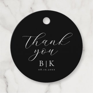 Étiquettes Cadeau Merci de script moderne Mariage noir