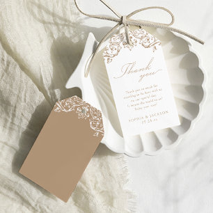 Étiquettes-cadeau Merci de script Vintage neutre et élégant