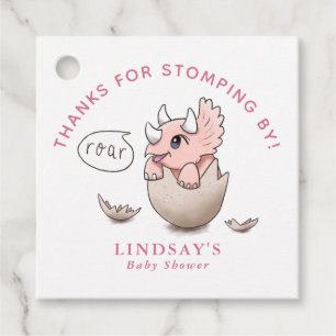 Étiquettes Cadeau Merci de Stomping By Girl Dinosaur Baby shower