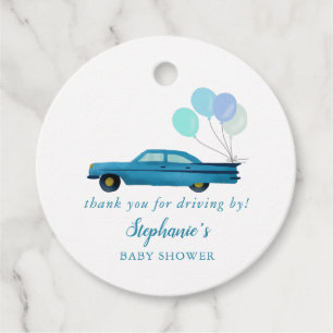 Étiquettes Cadeau Merci De Voiture Bleu Pour Conduire Par Baby showe