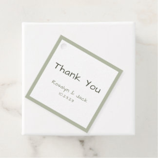 Étiquettes Cadeau Merci d'écriture Décontractée Dusty Green Carré
