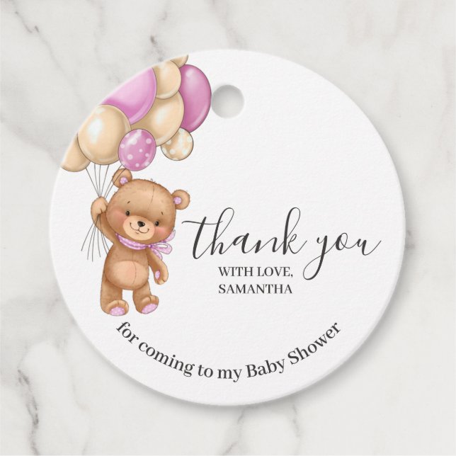 Étiquettes Cadeau Merci des ballons à oreilles en peluche (Devant)