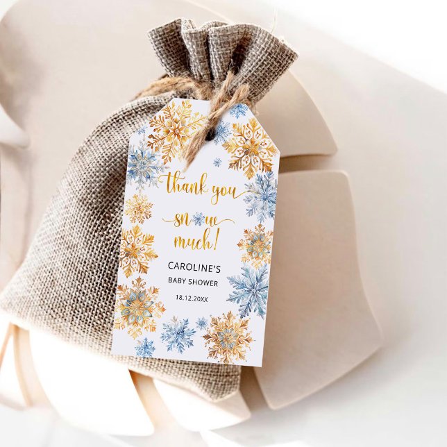 Étiquettes-cadeau Merci des flocons d'or (Créateur téléchargé)