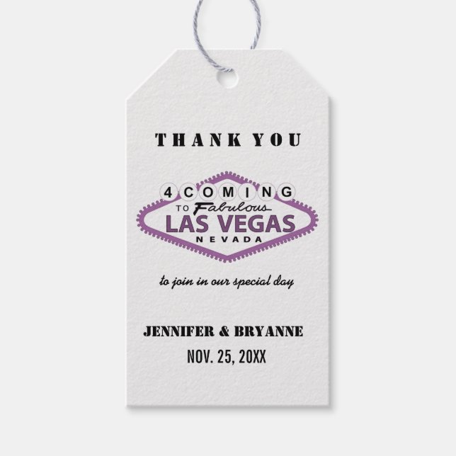 Étiquettes-cadeau Merci des signes de Las Vegas pour l'arrivée sur m (Devant)