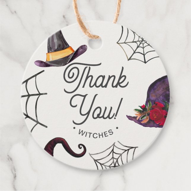 Étiquettes Cadeau Merci d'Halloween sorcières Fête des mariées viole (Devant)