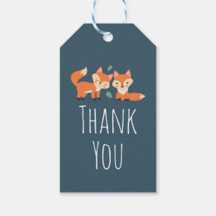 Étiquettes-cadeau Merci d'illustration graphique de renards orange m