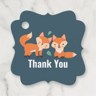 Étiquettes Cadeau Merci d'illustration graphique de renards orange m