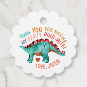 Étiquettes Cadeau Merci Dino-Mite Aquarelle Dinosaur