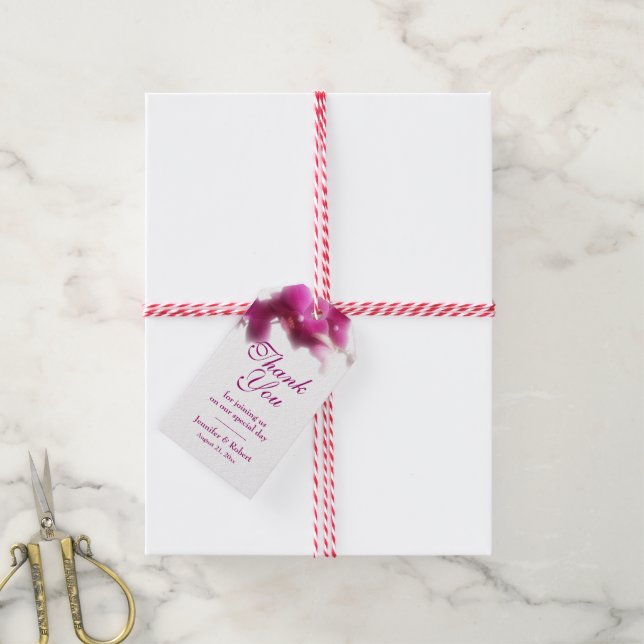 Étiquettes-cadeau Merci d'orchidée rose (Avec de la ficelle)