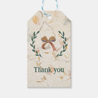 Étiquettes-cadeau Merci Doux aquarelle fleurie arrière - plan Kraft