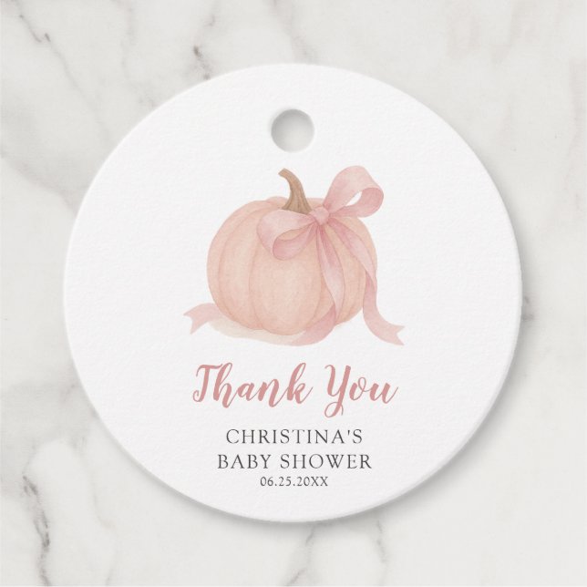 Étiquettes Cadeau Merci du Baby shower de l'automne du petit Citroui (Devant)