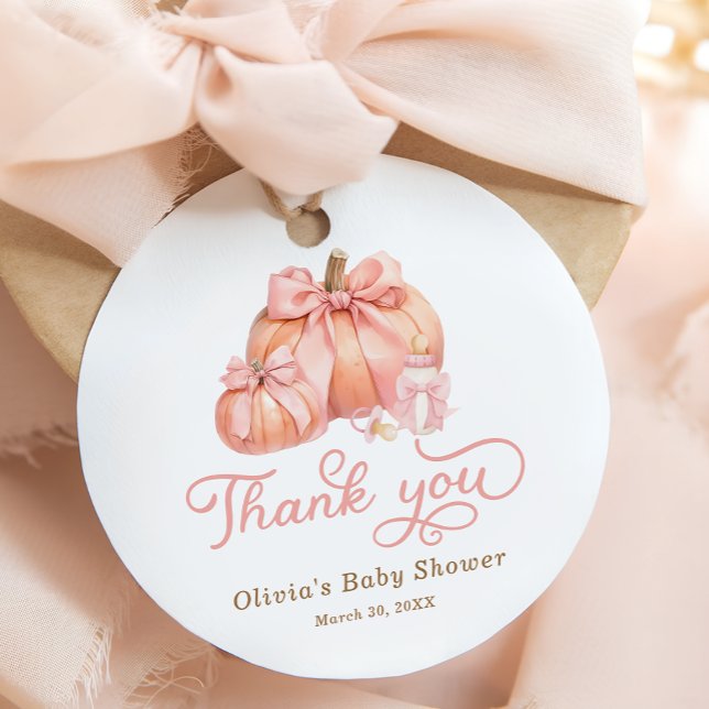 Étiquettes Cadeau Merci du Baby shower de l'automne du petit Citroui (Créateur téléchargé)