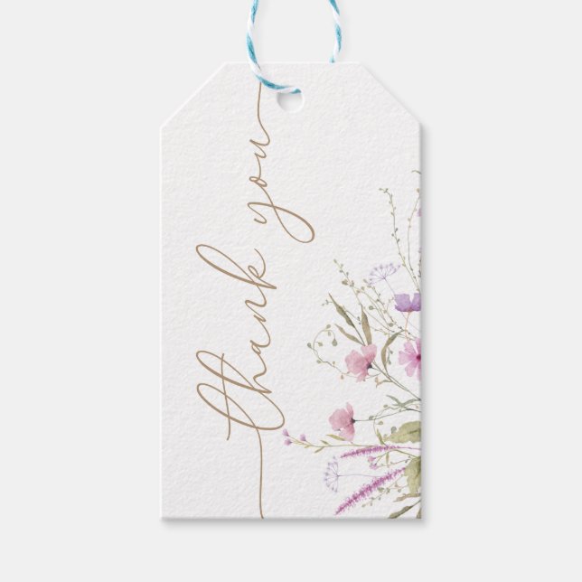 Étiquettes-cadeau Merci du Baby shower de prairie fleur sauvage (Devant)