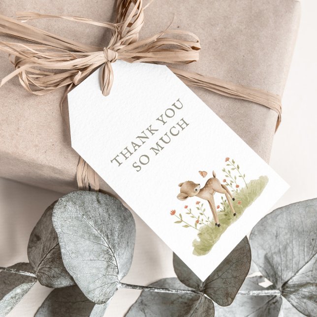 Étiquettes-cadeau Merci du Baby shower forestier des bois Favoriser (Créateur téléchargé)