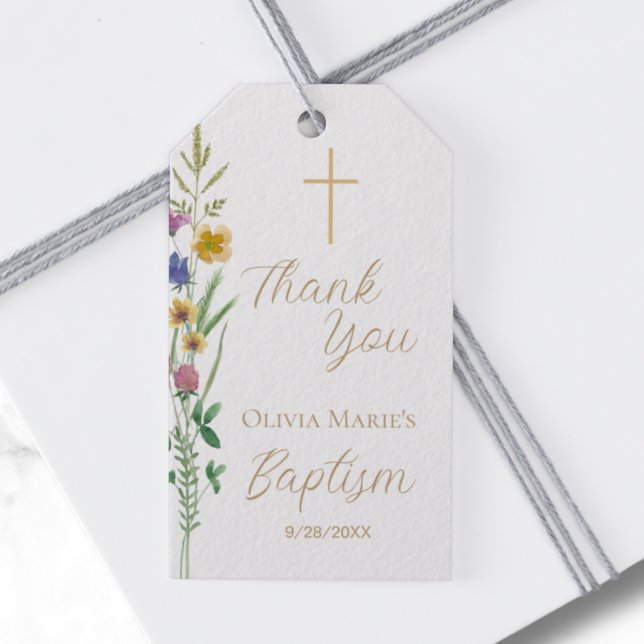 Étiquettes-cadeau Merci du baptême floral (Créateur téléchargé)
