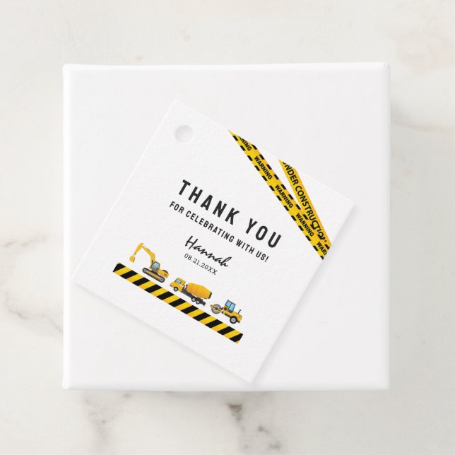Étiquettes Cadeau Merci du camion de construction Imprimer (En situation)