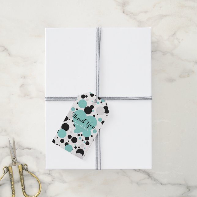 Étiquettes-cadeau Merci du Glam Party turquoise Pois (Avec de la ficelle)