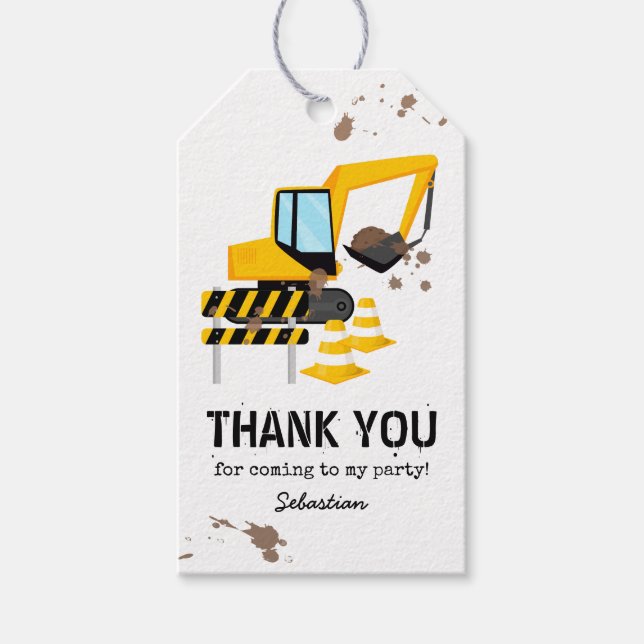 Étiquettes-cadeau Merci du Parti Anniversaire de enfant de la constr (Devant)