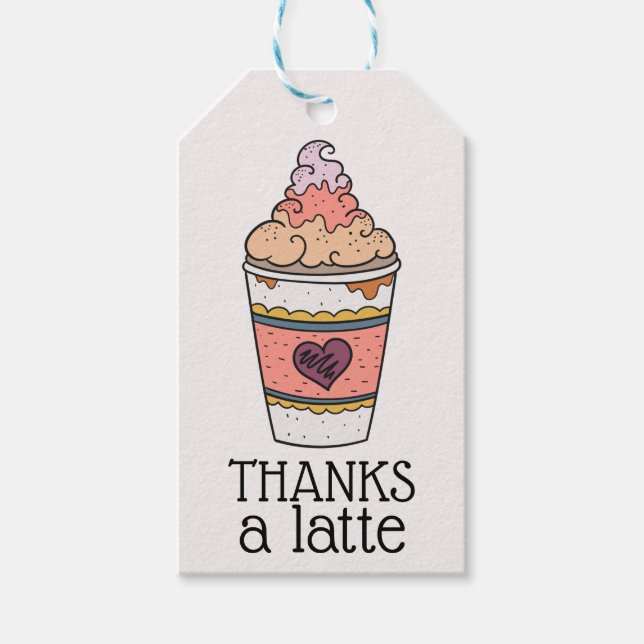 Étiquettes-cadeau Merci d'une balise de Merci latte (Devant)
