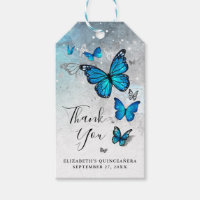 Merci élégant Argent et Papillon Bleu