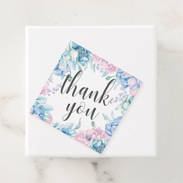 Étiquettes Cadeau Merci Elégante aquarelle Floral Farmhouse (En situation)